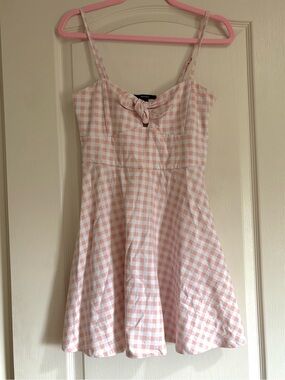 Forever 21 Pink and White Gingham Tie-Front Dress